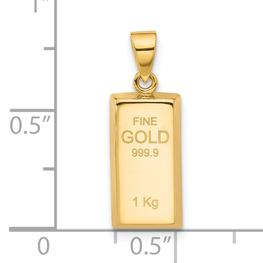 14K Polished Gold Bar Pendant