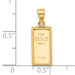 14K Polished Gold Bar Pendant