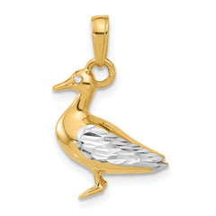 14K and White Rhodium D/C 3D Duck Pendant