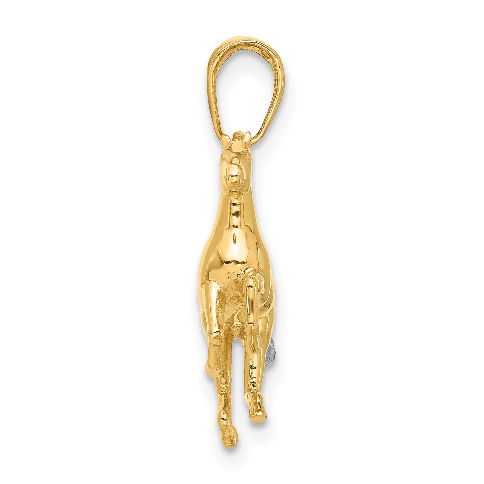 14K and White Rhodium D/C 3D Horse Pendant