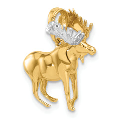 14K and White Rhodium D/C 3D Moose Pendant