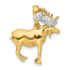 14K and White Rhodium D/C 3D Moose Pendant