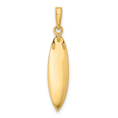 14K and White Rhodium D/C 3D Surfboard Pendant