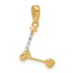 14K and White Rhodium D/C 3D Scooter Pendant