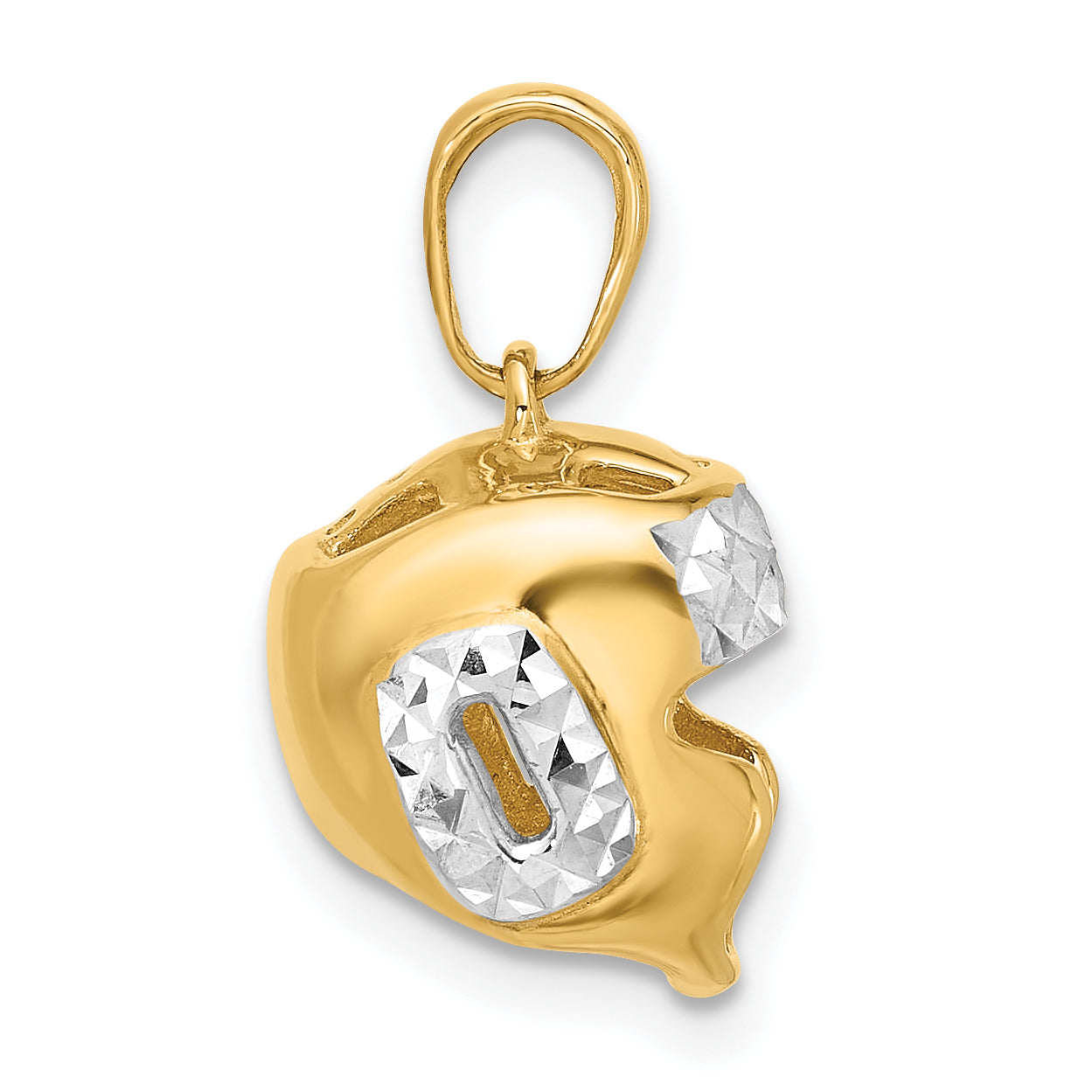 14k and White Rhodium D/C Wrestling Helmet Pendant