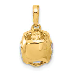 14k and White Rhodium D/C Wrestling Helmet Pendant