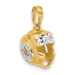 14k and White Rhodium D/C Wrestling Helmet Pendant