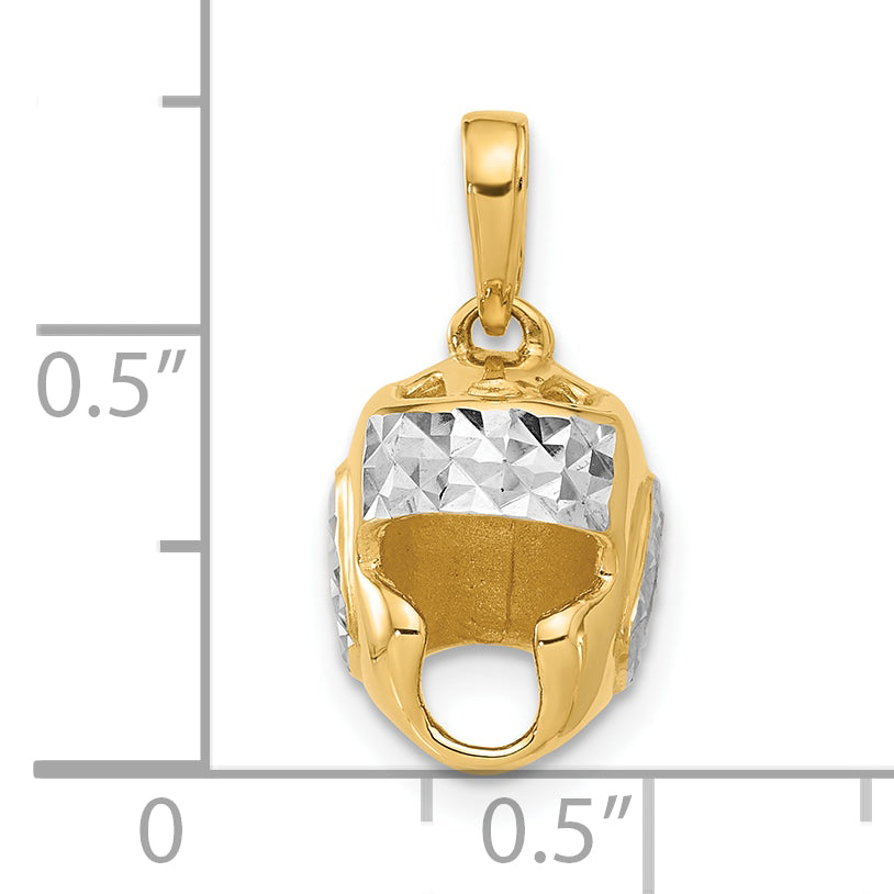 14k and White Rhodium D/C Wrestling Helmet Pendant