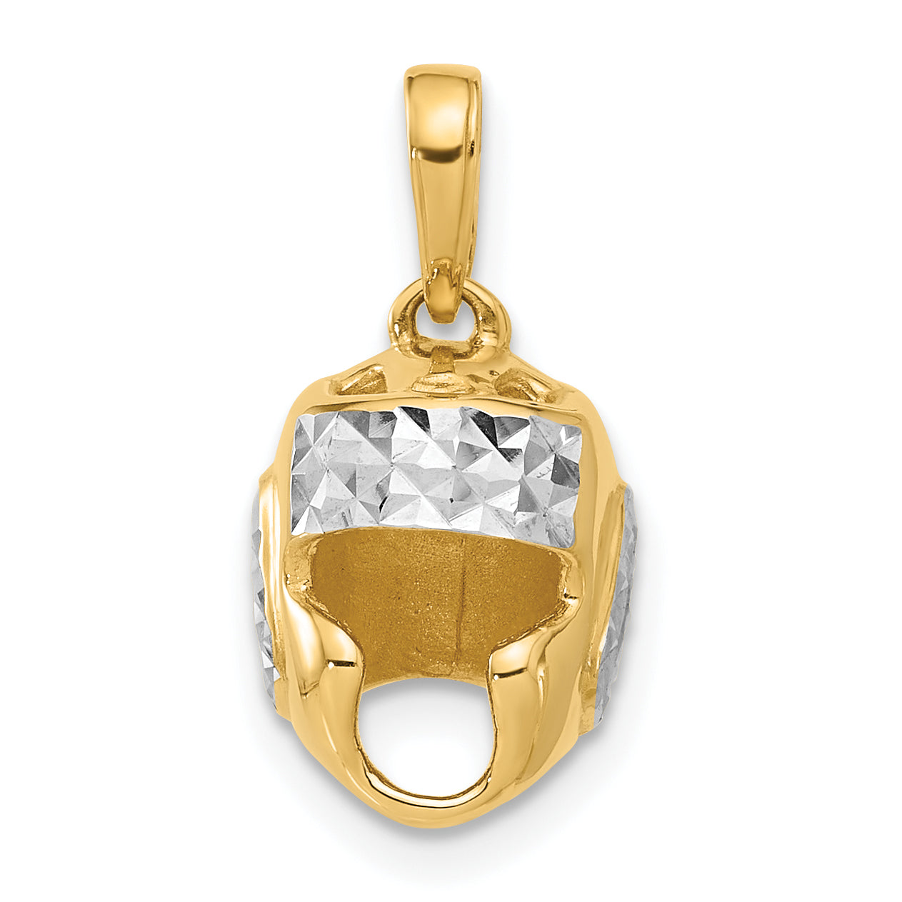 14k and White Rhodium D/C Wrestling Helmet Pendant