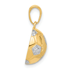 14K and White Rhodium D/C Soccer Ball Pendant