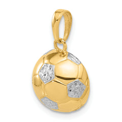 14K and White Rhodium D/C Soccer Ball Pendant