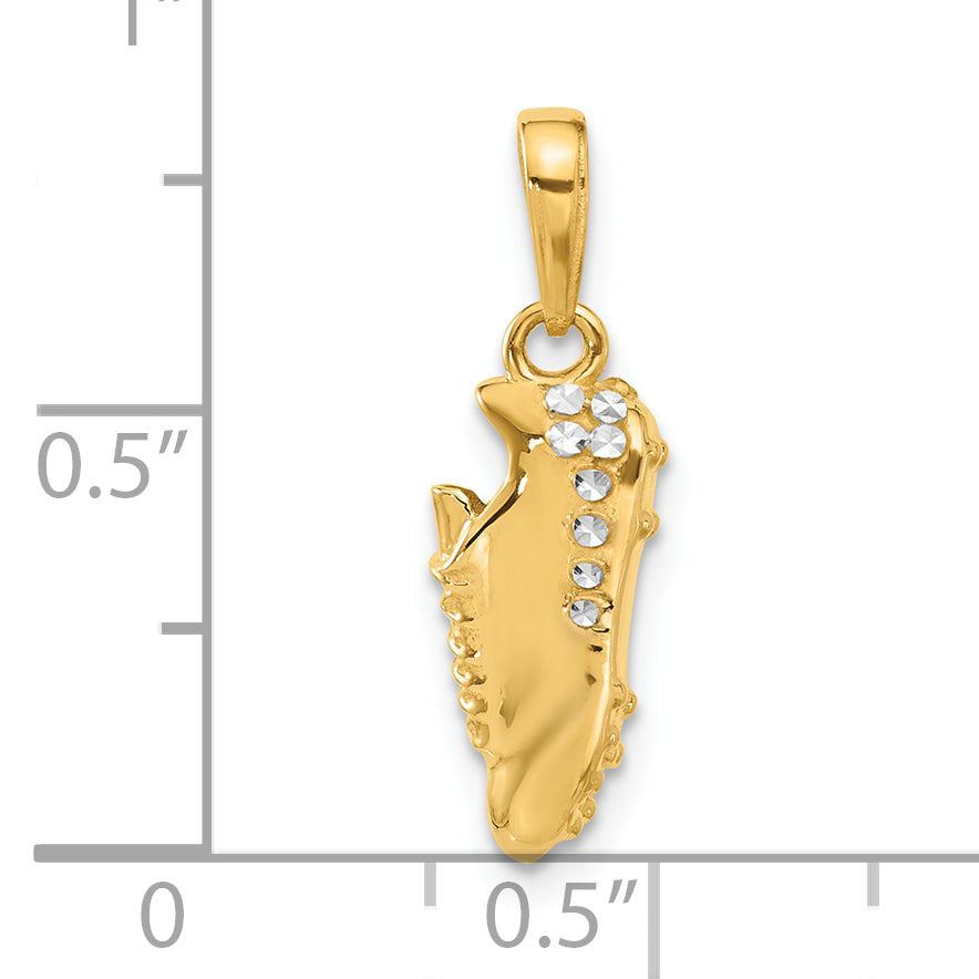 14k and White Rhodium D/C Soccer Cleat Pendant