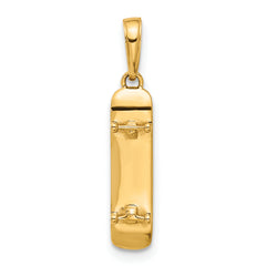 14k and White Rhodium D/C Skateboard Pendant