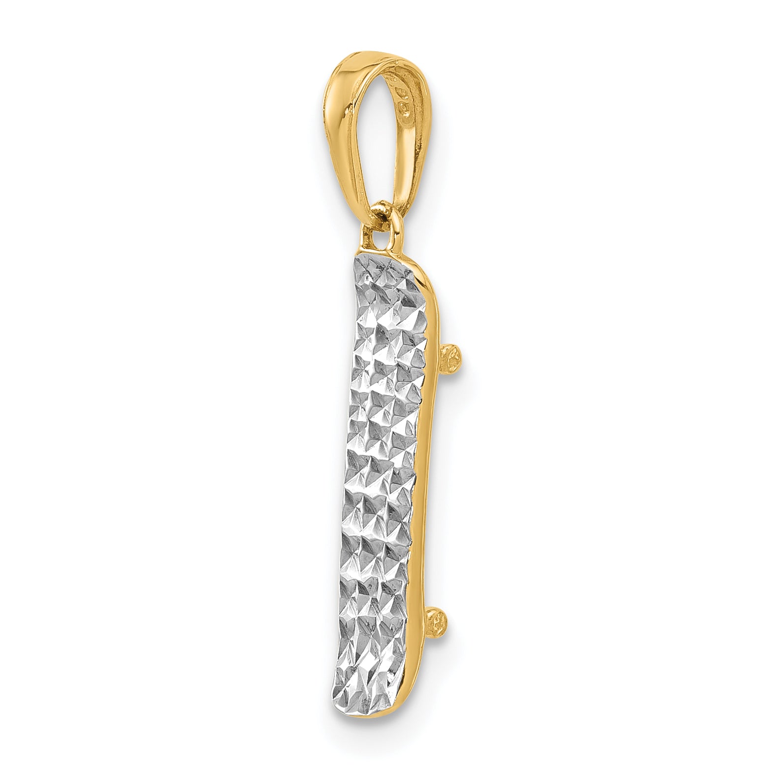 14k and White Rhodium D/C Skateboard Pendant