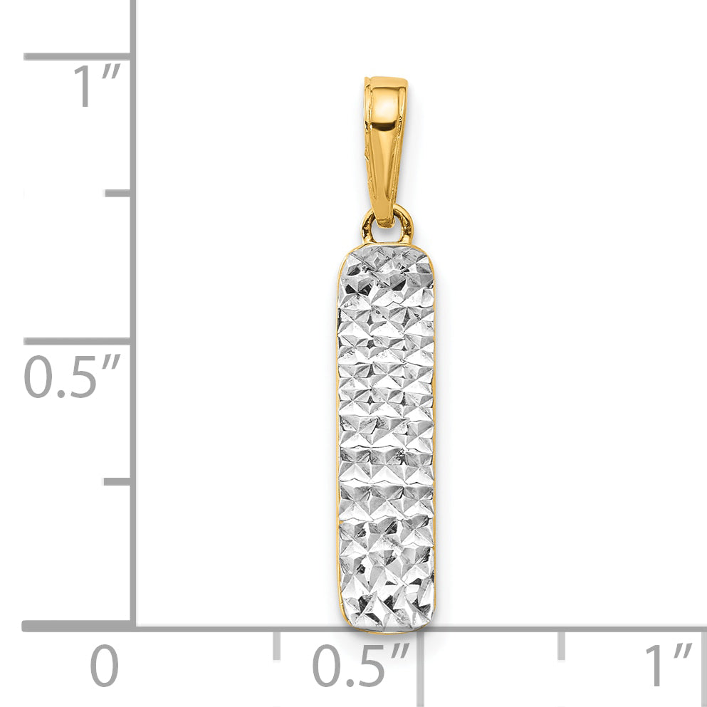 14k and White Rhodium D/C Skateboard Pendant