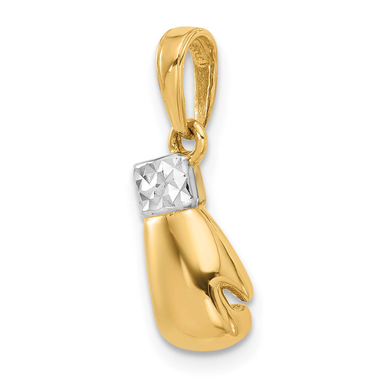 14k and White Rhodium D/C Boxing Glove Pendant