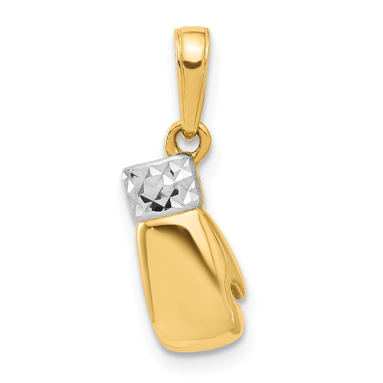 14k and White Rhodium D/C Boxing Glove Pendant