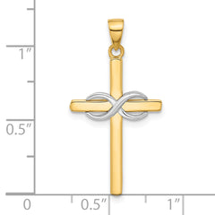 14K Two-tone Polished Infinity Cross Pendant