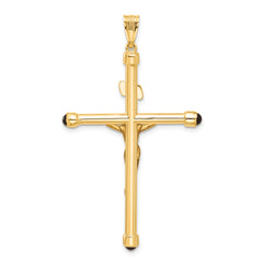 14K Polished Crucifix Onyx Pendant