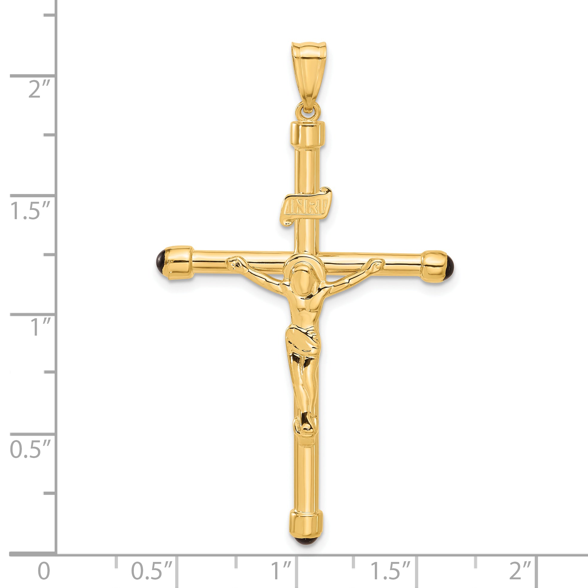 14K Polished Crucifix Onyx Pendant