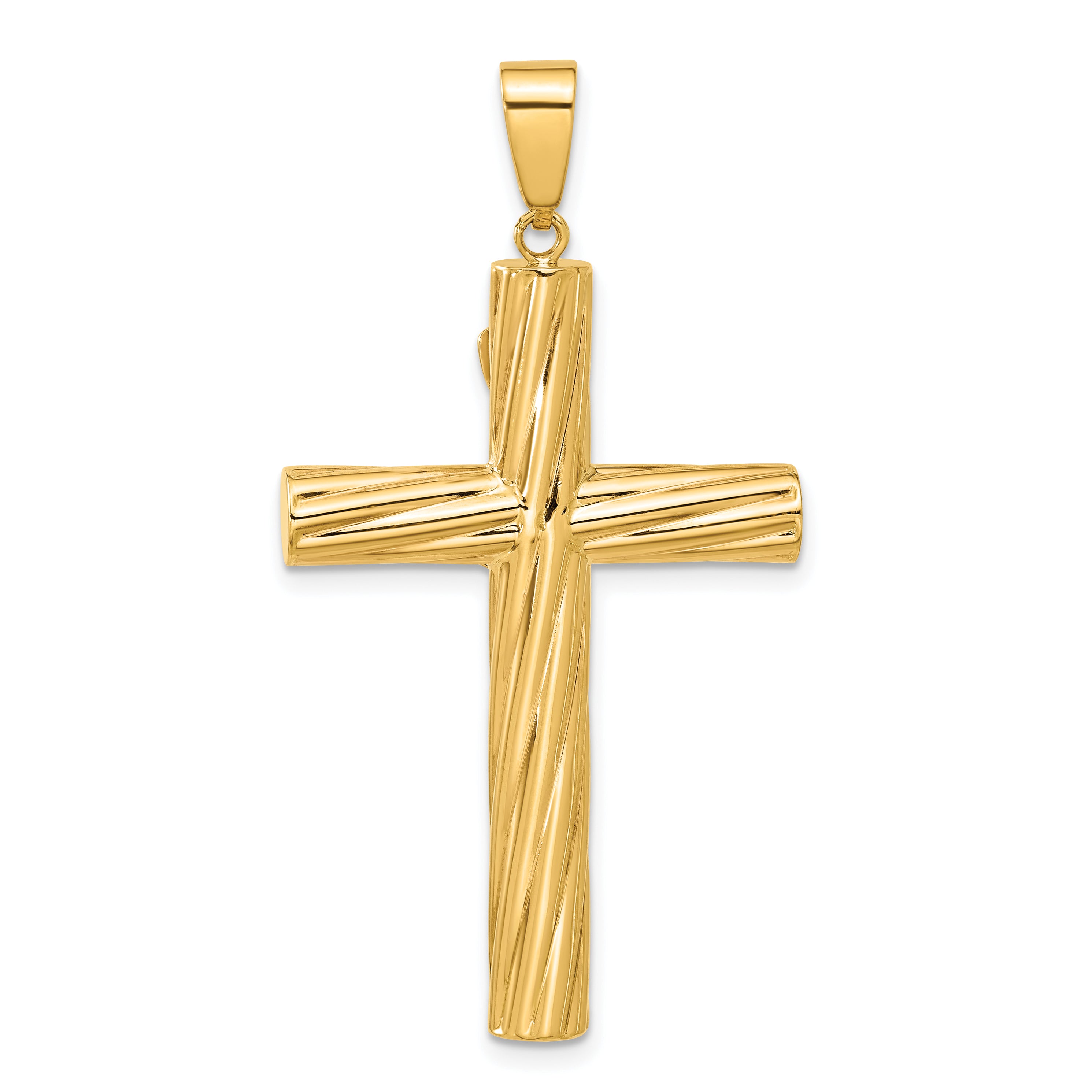 14K Polished and Textured Crucifix Pendant