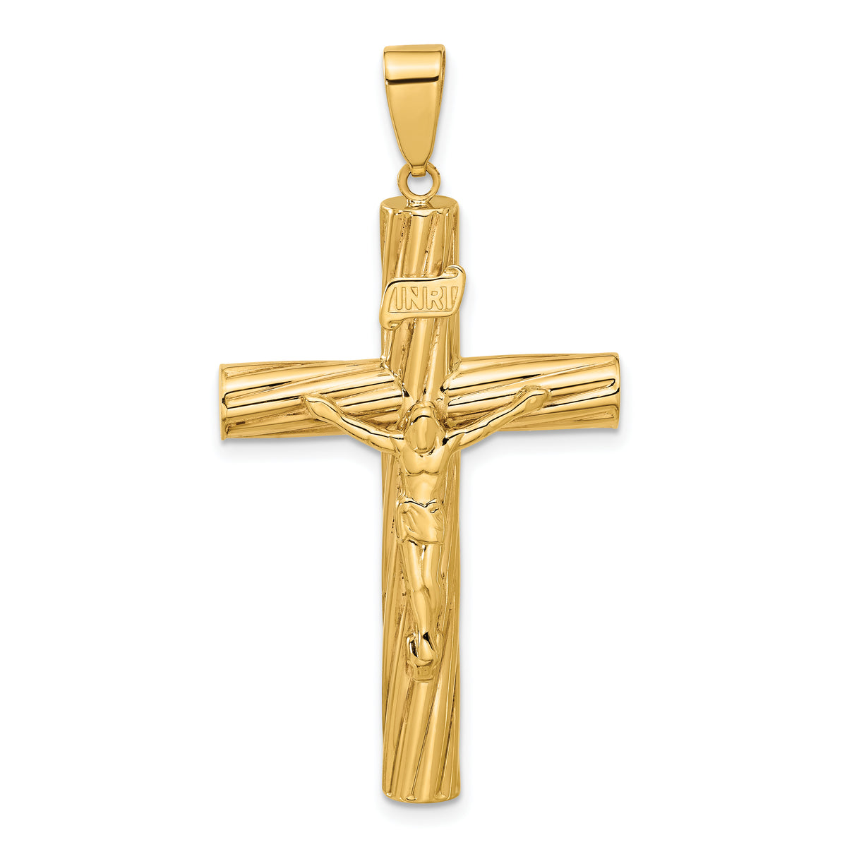 14K Polished and Textured Crucifix Pendant