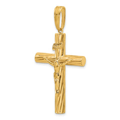 14K Polished and Textured Crucifix Pendant