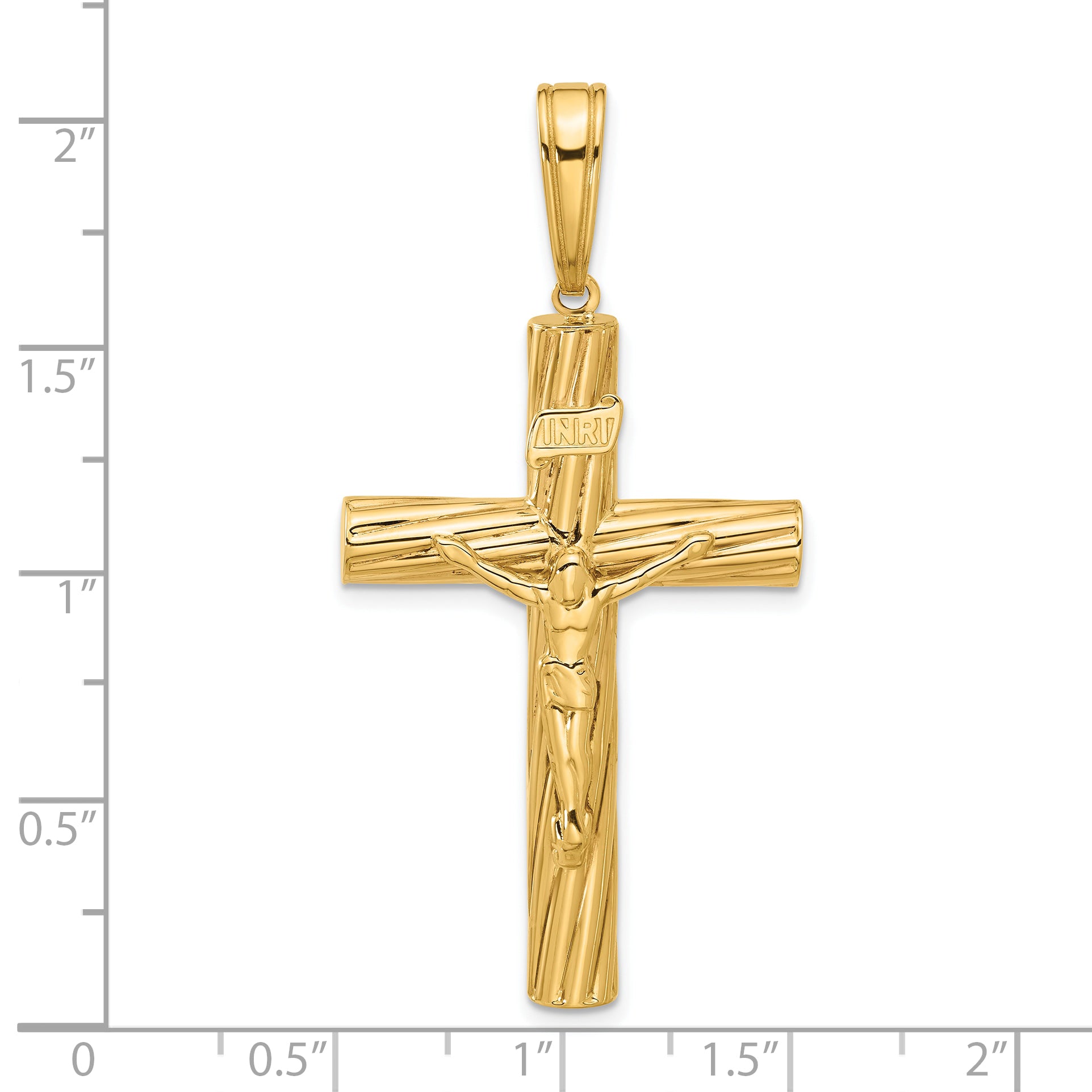 14K Polished and Textured Crucifix Pendant