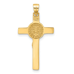 14K Polished Crucifix and St Benedict Pendant