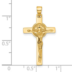 14K Polished Crucifix and St Benedict Pendant