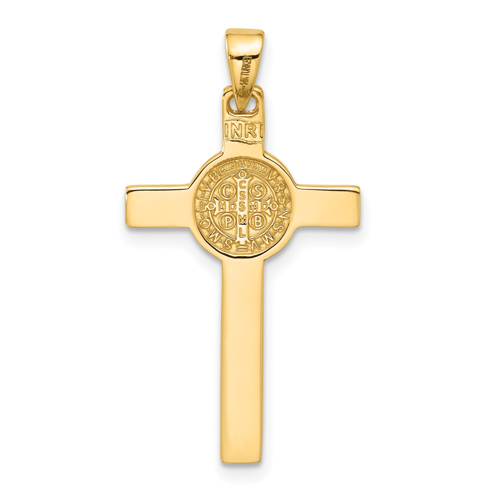 14K Two-tone with White Rhodium Crucifix and St Benedict Pendant