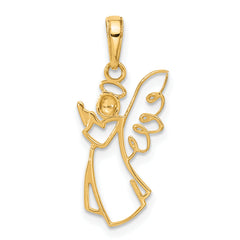 14K with White Rhodium D/C Angel Pendant