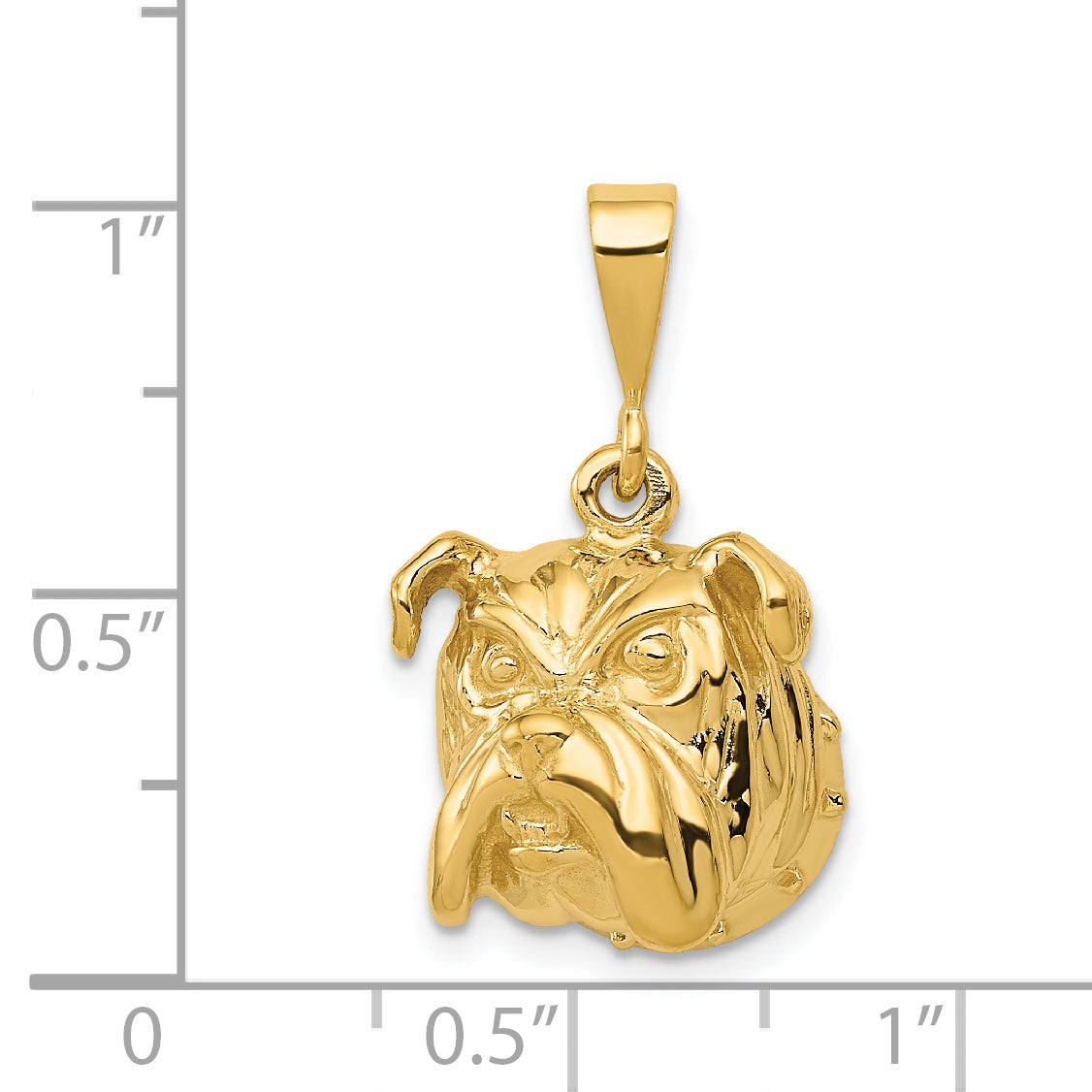 14K Gold Bulldog Pendant with Polished Finish and Textured Detail