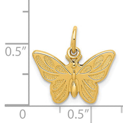 14K Gold Butterfly Charm with Polished Finish  Elegant and Textured Design