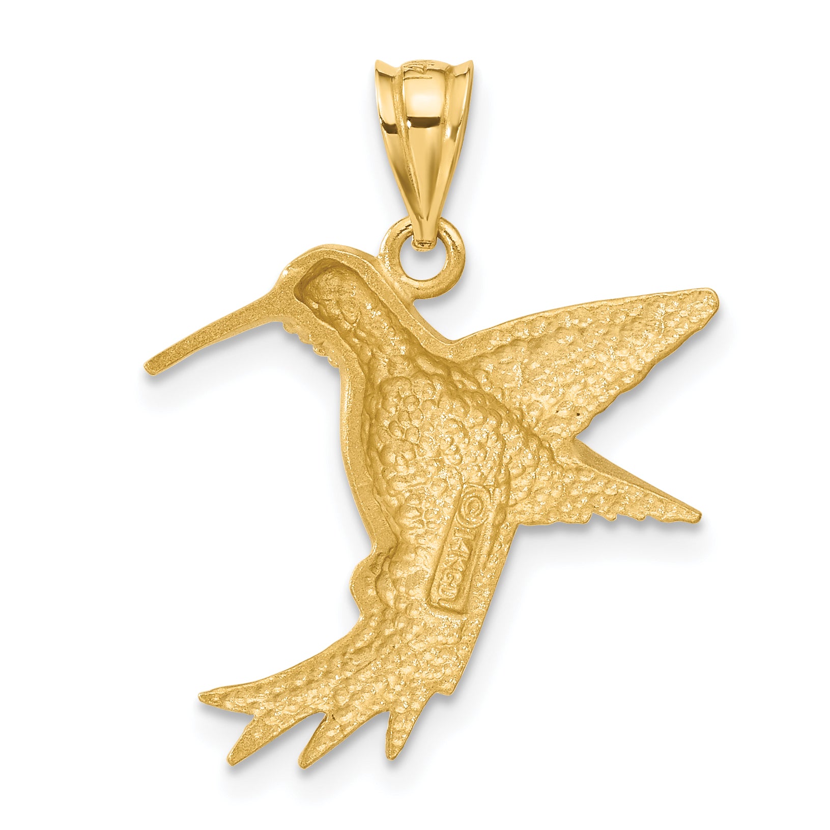 14K Gold Hummingbird Charm with Brushed Finish Elegant & Solid Design