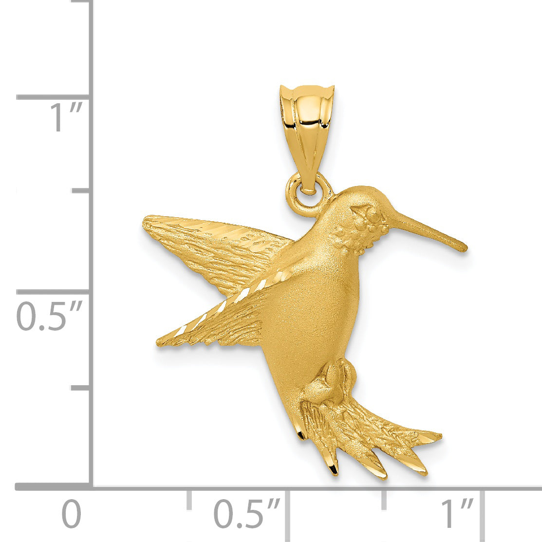 14K Gold Hummingbird Charm with Brushed Finish Elegant & Solid Design