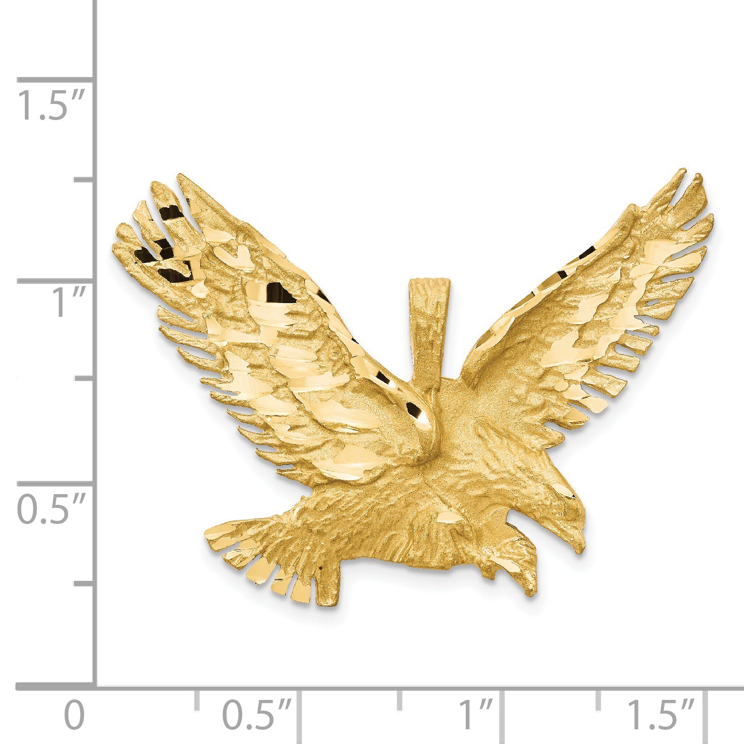 14K Gold Eagle Pendant for Men with Diamond-Cut Brushed Finish