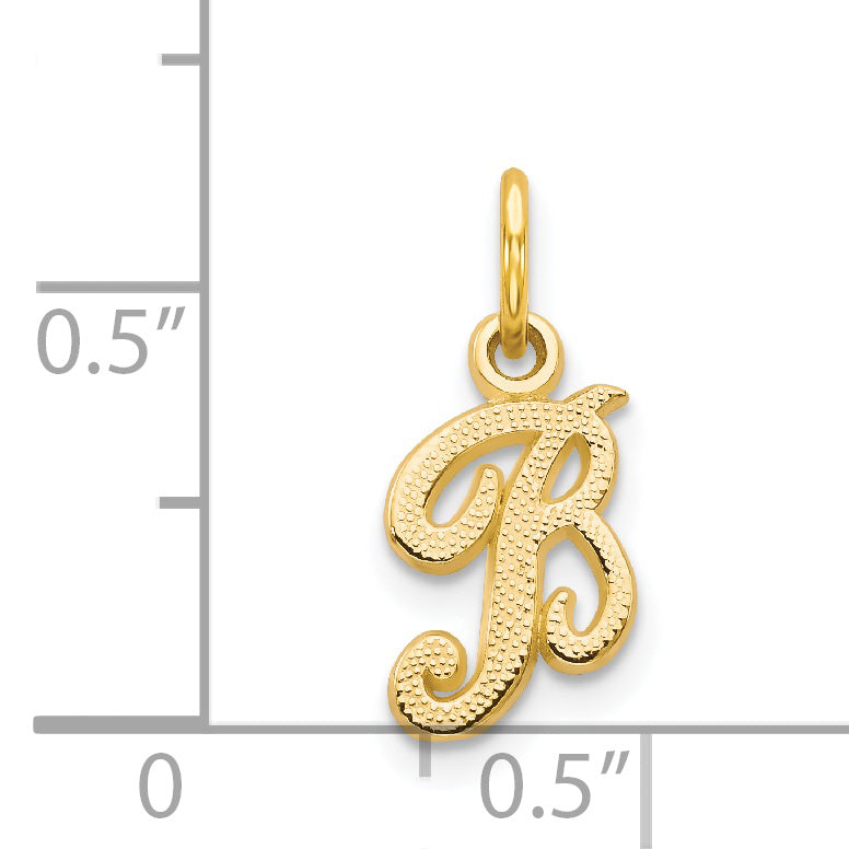 14K Gold Script Letter B Initial Charm Polished Finish Small Elegant Design.