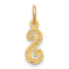 14K Yellow Gold Script Letter S Charm with Polished Textured Finish