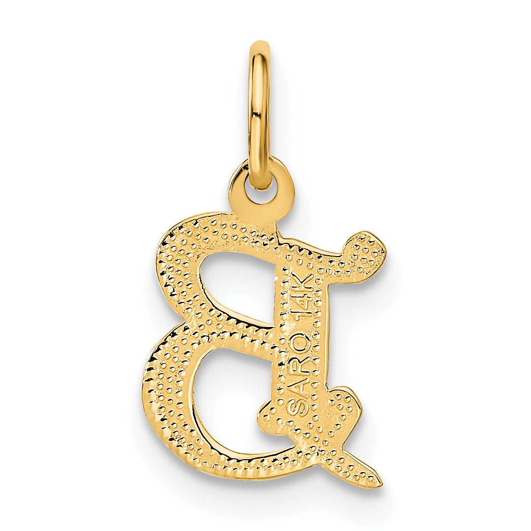 14K Gold Diamond-Cut Letter B Initial Charm, Small and Elegant