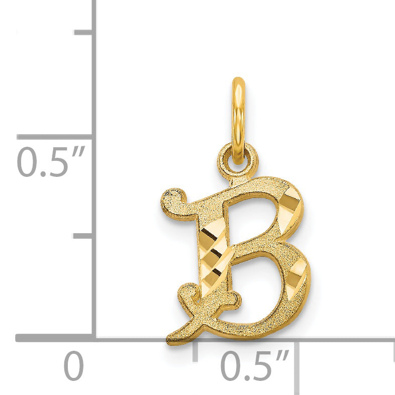 14K Gold Diamond-Cut Letter B Initial Charm, Small and Elegant