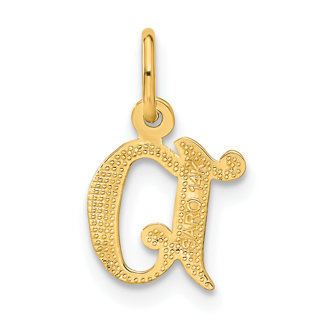 14K Gold Diamond-Cut Letter D Initial Charm  Elegant Small Pendant by Sophia Jewelers