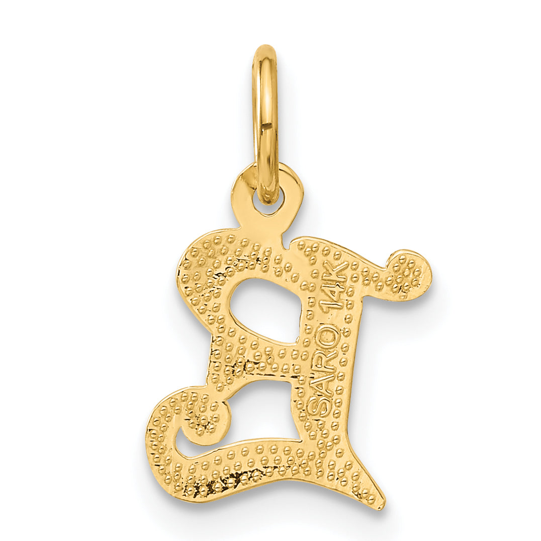 14K Gold Diamond-Cut Letter E Initial Charm  Elegant Sandblasted Finish