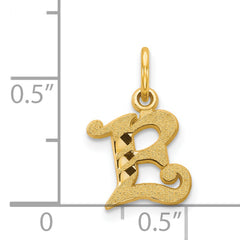 14K Gold Diamond-Cut Letter E Initial Charm  Elegant Sandblasted Finish