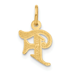 14K Gold Diamond-Cut Letter F Initial Charm in Elegant Sandblasted Finish