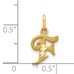 14K Gold Diamond-Cut Letter F Initial Charm in Elegant Sandblasted Finish