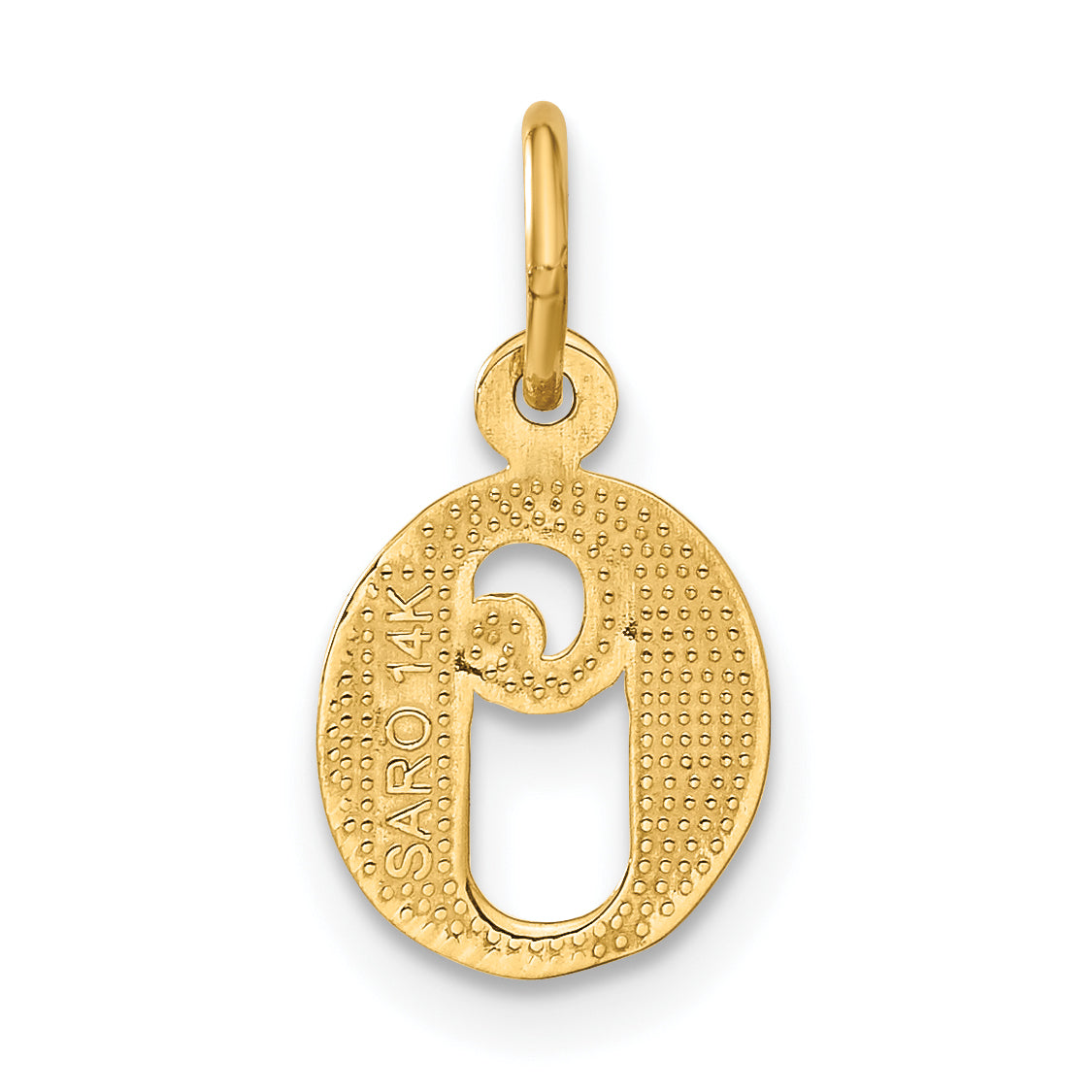 14K Gold Diamond-Cut Letter O Charm with Sandblasted Finish