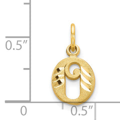 14K Gold Diamond-Cut Letter O Charm with Sandblasted Finish