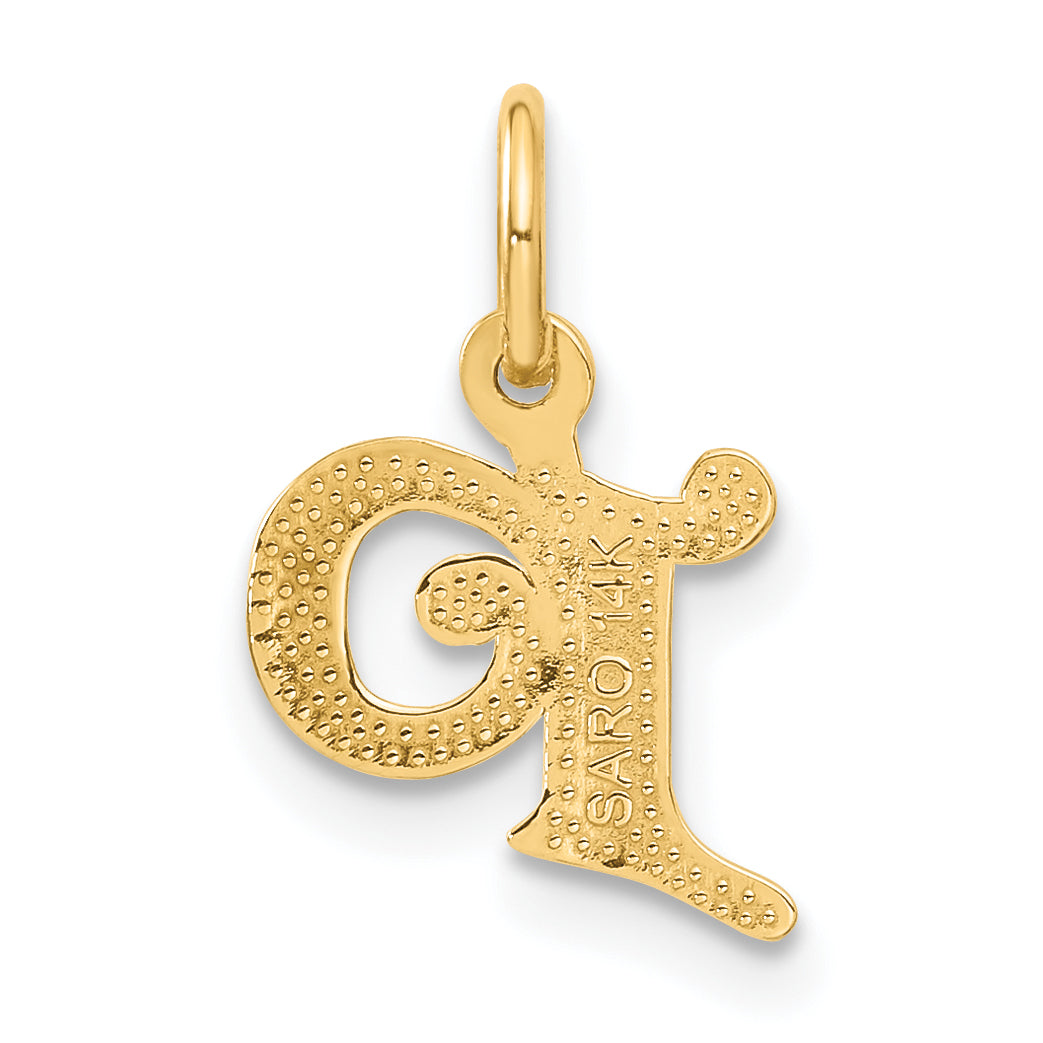 14K Gold Diamond-Cut Letter P Initial Charm  Sandblasted Finish