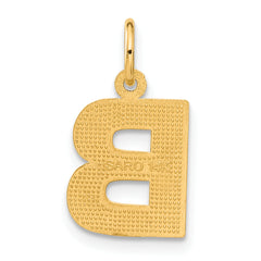 14K Gold Letter B Initial Charm with Diamond-Cut Sandblasted Finish Medium Size